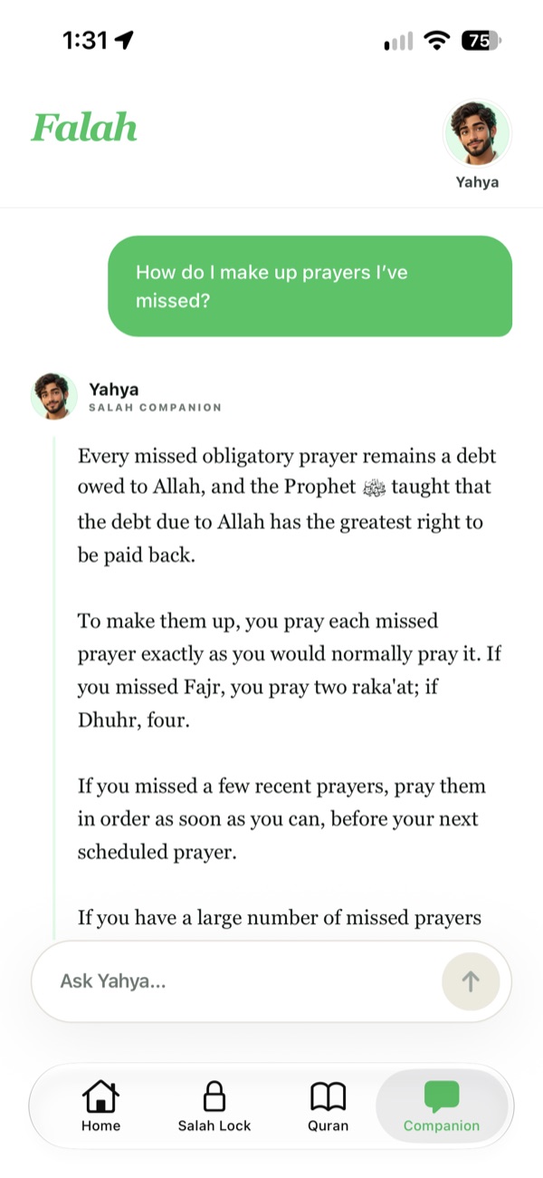 Yahya, Falah's companion